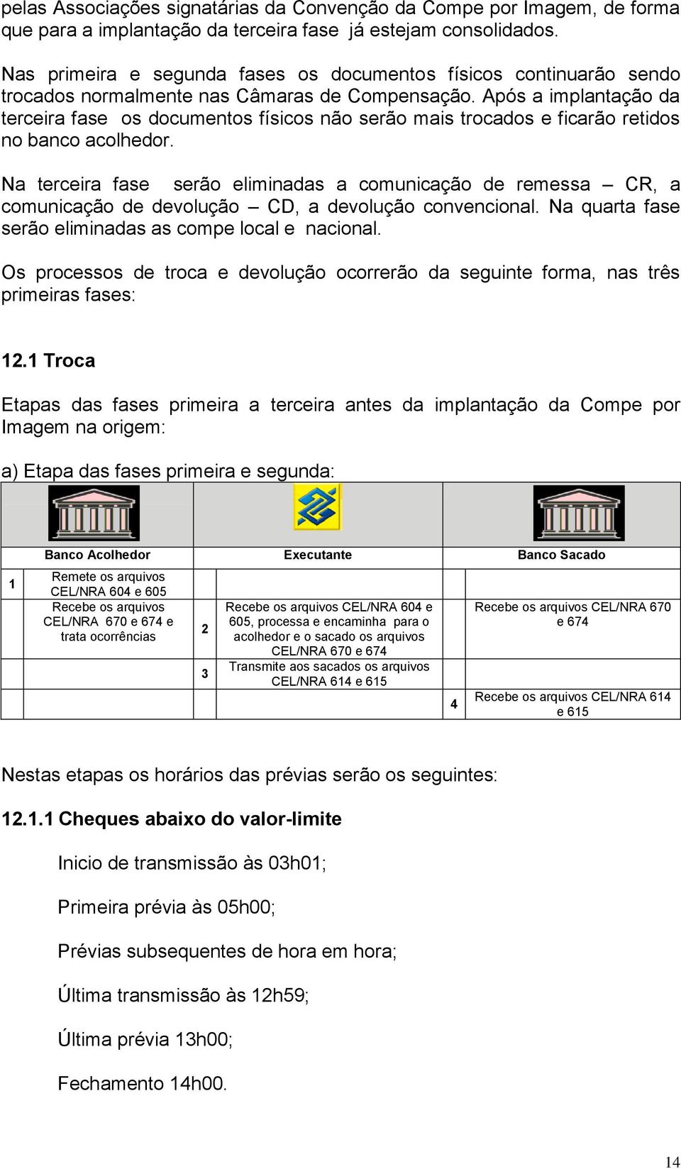 Após a implantação da terceira fase os documentos físicos não serão mais trocados e ficarão retidos no banco acolhedor.