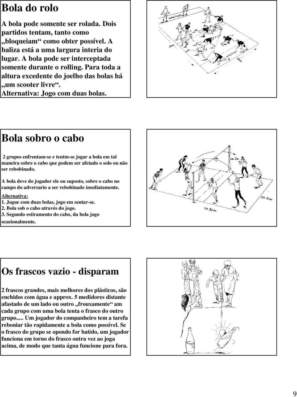 Bola sobro o cabo 2 grupos enfrentam-se e tentm-se jogar a bola em tal maneira sobre o cabo que podem ser afetado o solo ou não ser rebobinado.