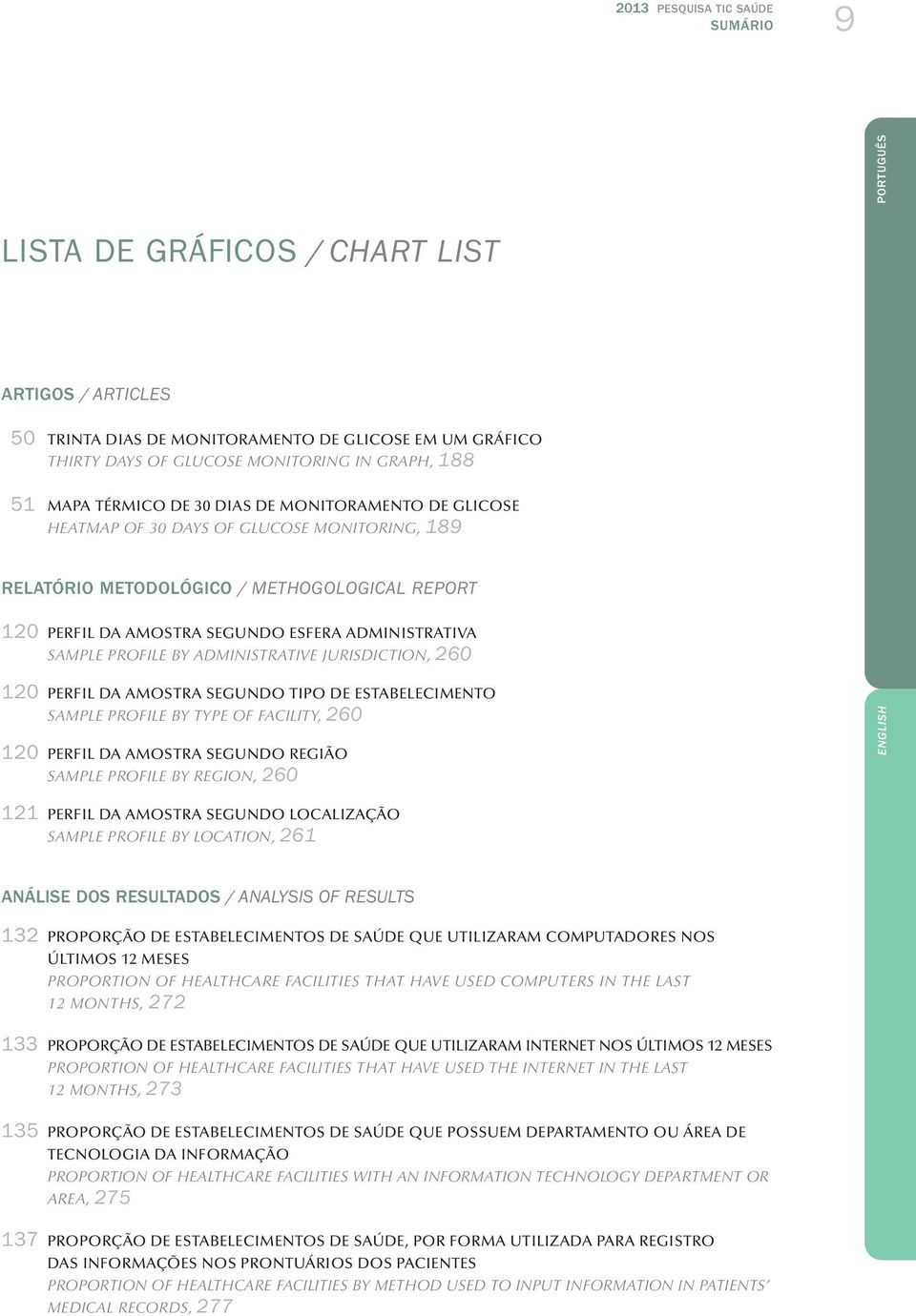 PROFILE BY ADMINISTRATIVE jurisdiction, 260 20 PERFIL DA AMOSTRA SEGUNDO TIPO DE ESTABELECIMENTO SAMPLE PROFILE BY TYPE OF FACILITY, 260 20 PERFIL DA AMOSTRA SEGUNDO REGIÃO SAMPLE PROFILE BY REGION,