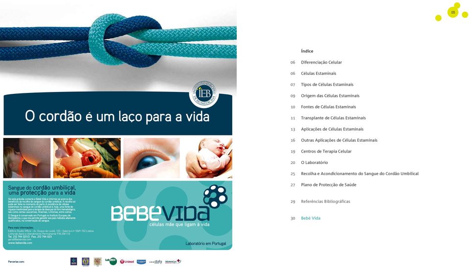 Recolha e Acondicionamento do Sangue do Cordão Umbilical Plano de Protecção de Saúde 29 Referências Bibliográficas 30 Bebé Vida Edifício Studio Office - Av.