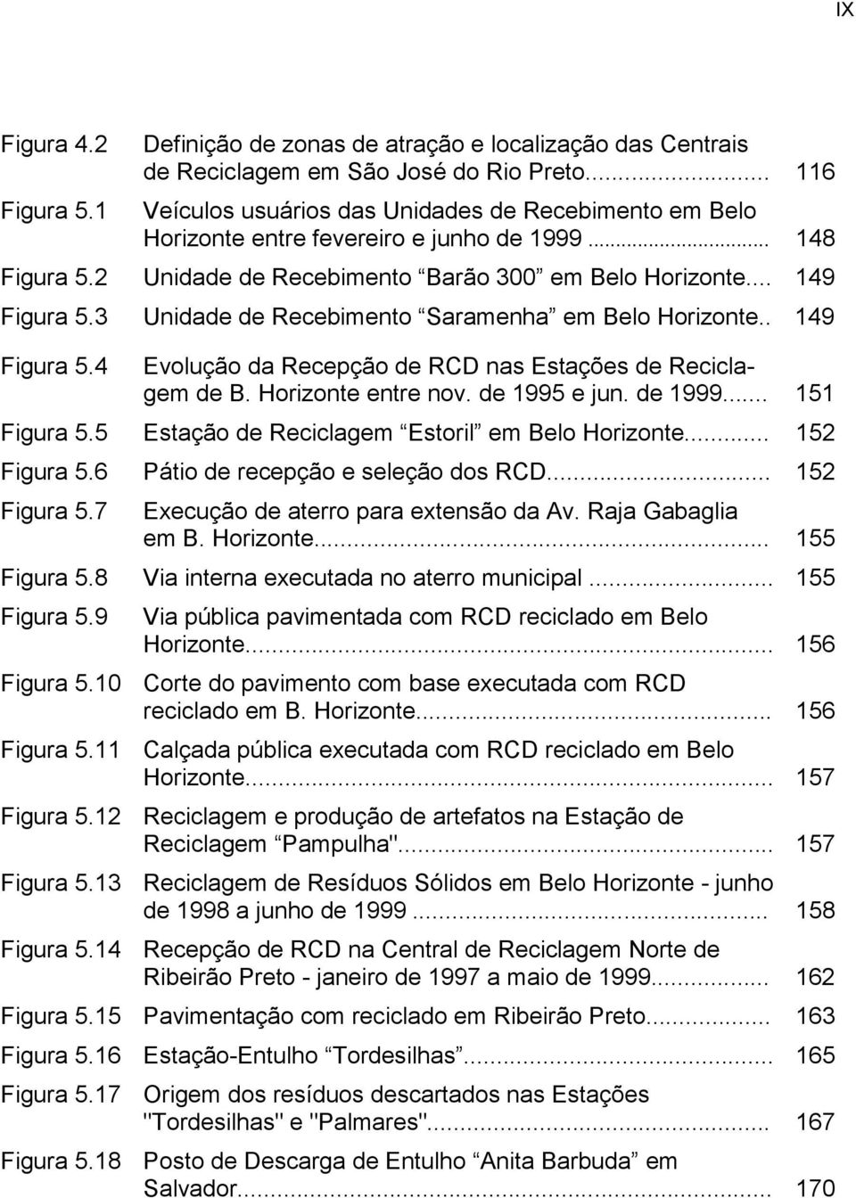 3 Unidade de Recebimento Saramenha em Belo Horizonte.. 149 Figura 5.4 Evolução da Recepção de RCD nas Estações de Reciclagem de B. Horizonte entre nov. de 1995 e jun. de 1999... 151 Figura 5.