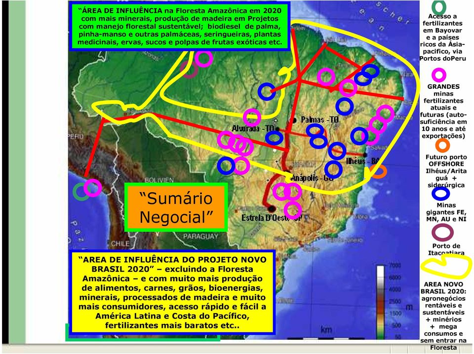 fertilizantes em Bayovar e a países ricos da Ásiapacifico, via Portos doperu GRANDES minas fertilizantes atuais e futuras (autosuficiência em 10 anos e até exportações) Sumário Negocial Futuro porto