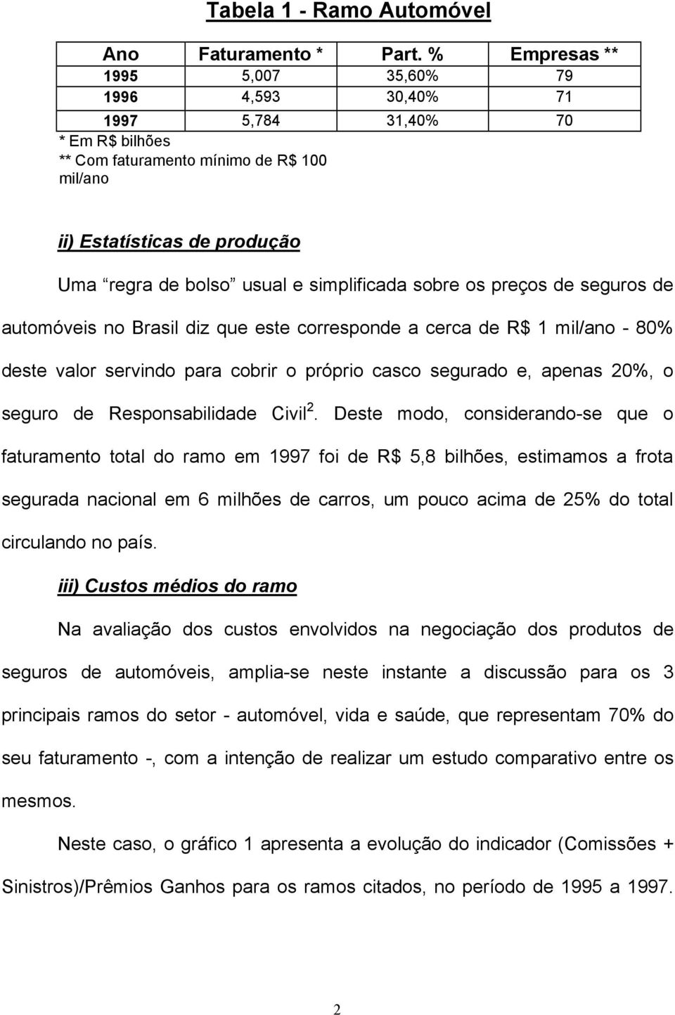 simplificada sobre os preços de seguros de automóveis no Brasil diz que este corresponde a cerca de R$ 1 mil/ano - 80% deste valor servindo para cobrir o próprio casco segurado e, apenas 20%, o