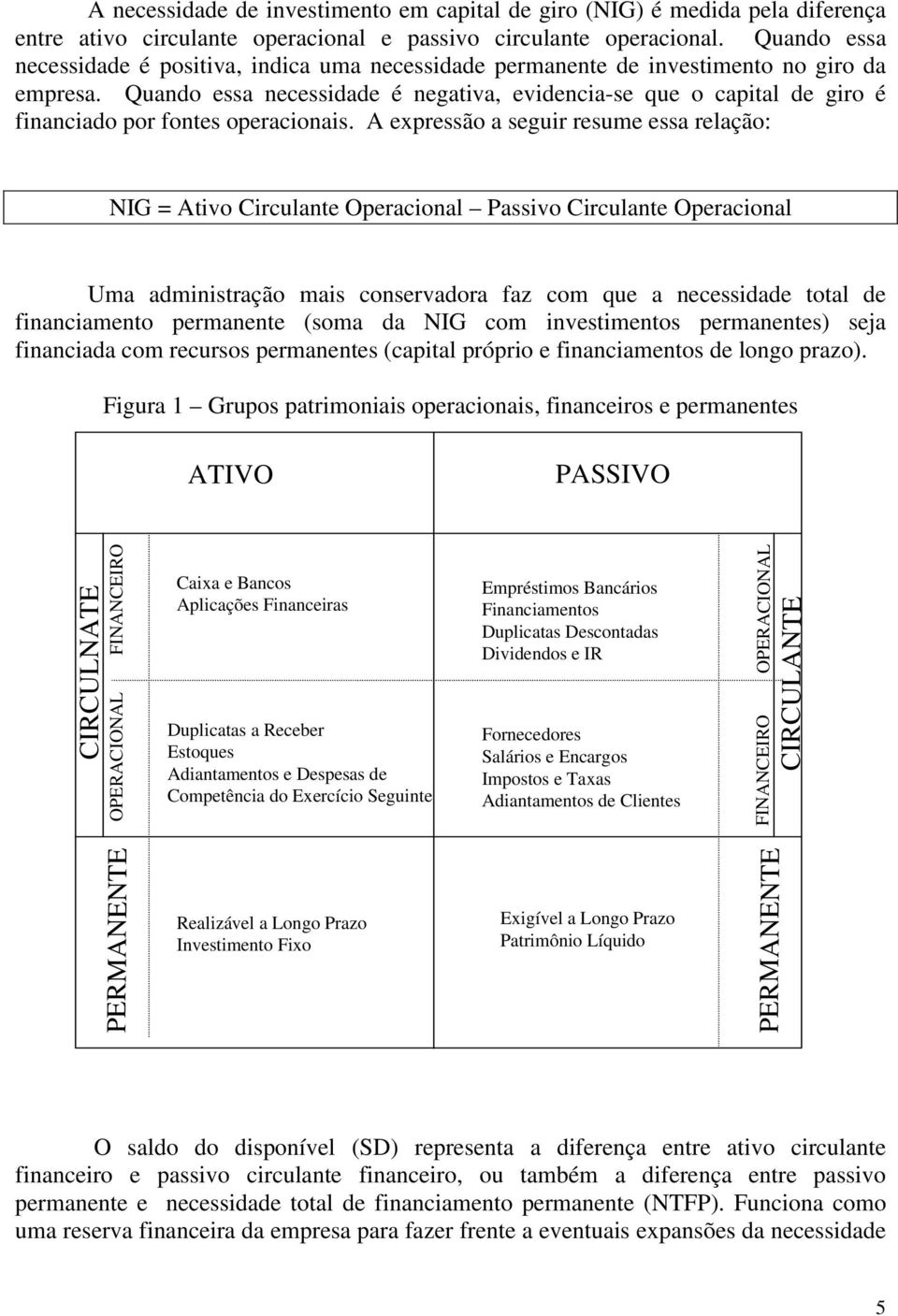 Quando essa necessidade é negativa, evidencia-se que o capital de giro é financiado por fontes operacionais.