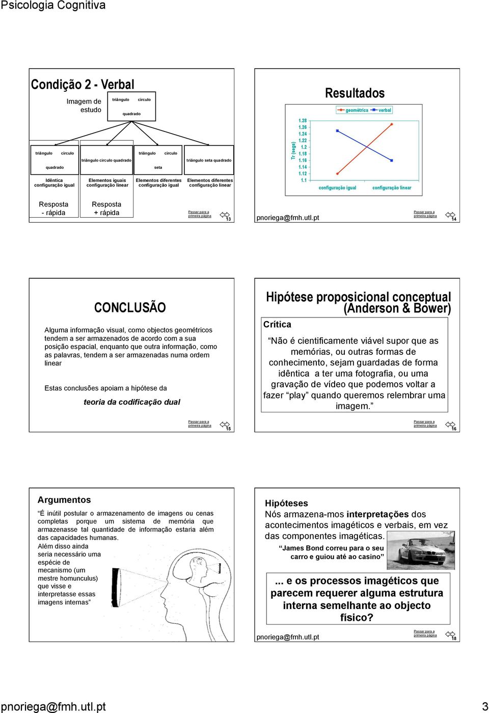 armazenadas numa ordem linear Estas conclusões apoiam a hipótese da teoria da codificação dual Hipótese proposicional conceptual (Anderson & Bower) Crítica Não é cientificamente viável supor que as