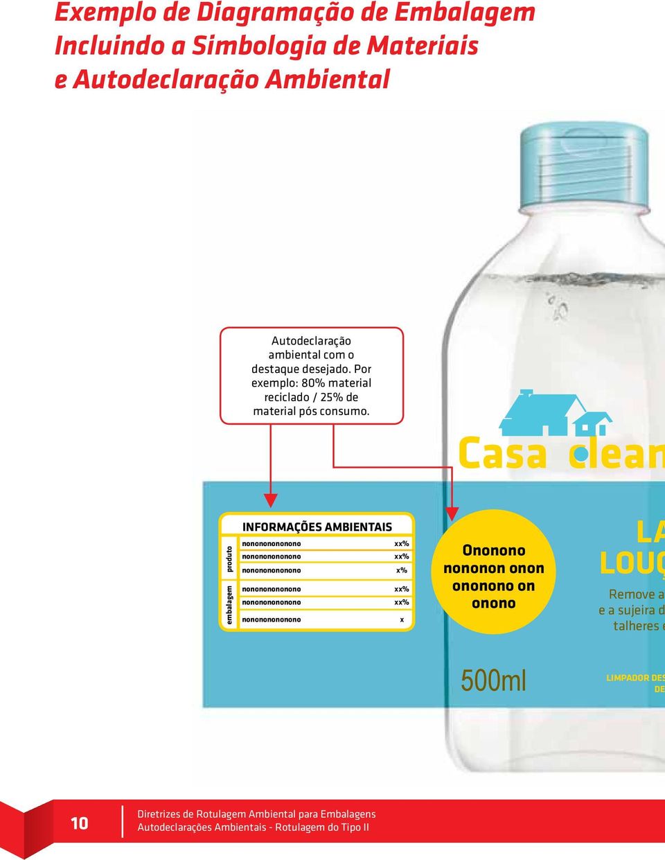 Casa clean embalagem produto INFORMAÇÕES AMBIENTAIS nonononononono xx% nonononononono xx% nonononononono x% nonononononono xx% nonononononono xx%