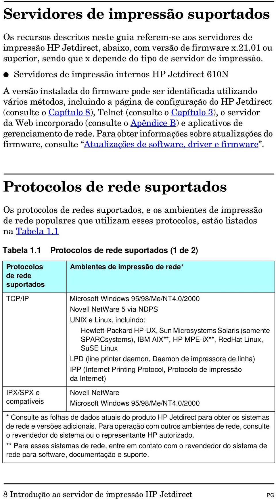 Servidores de impressão internos HP Jetdirect 610N A versão instalada do firmware pode ser identificada utilizando vários métodos, incluindo a página de configuração do HP Jetdirect (consulte o