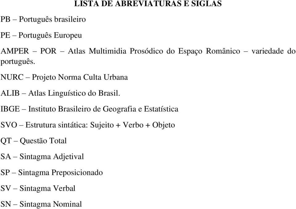 NURC Projeto Norma Culta Urbana ALIB Atlas Linguístico do Brasil.
