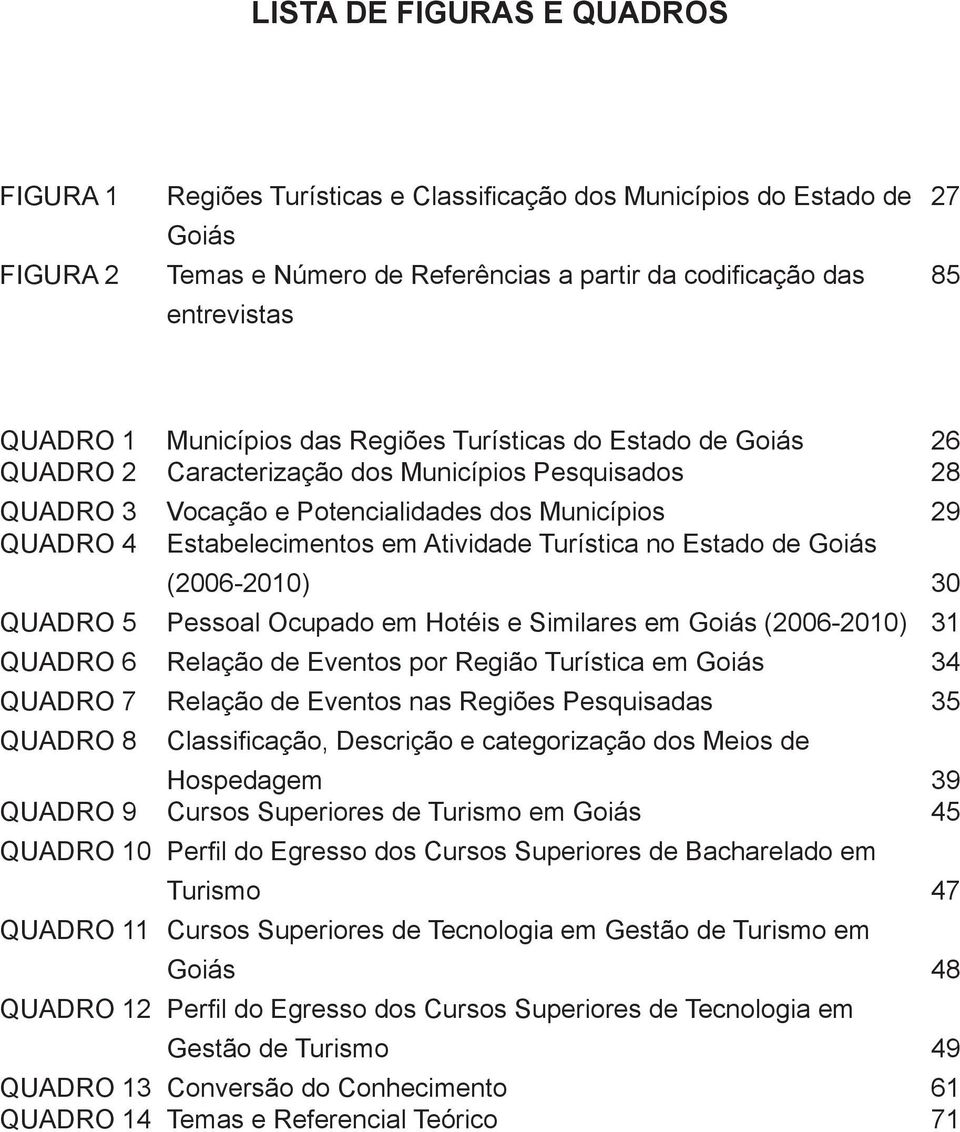 12 Vocação e Potencialidades dos Municípios 29 Estabelecimentos em Atividade Turística no Estado de Goiás (2006-2010) Pessoal Ocupado em Hotéis e Similares em Goiás (2006-2010) Relação de Eventos por