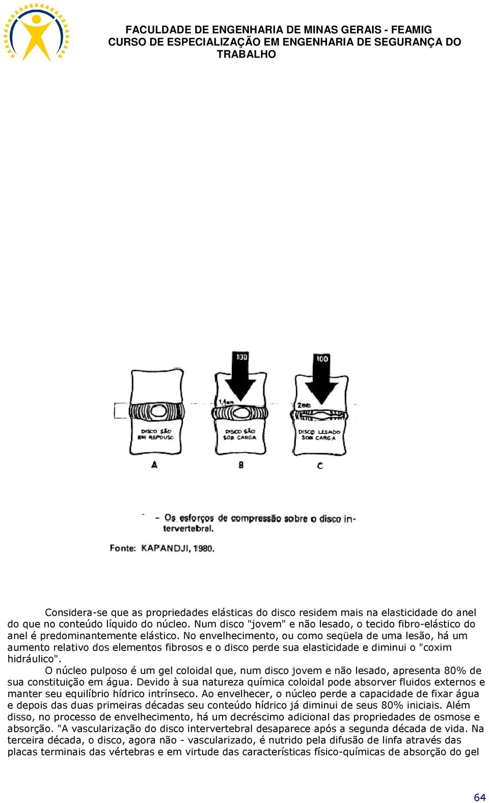 No envelhecimento, ou como seqüela de uma lesão, há um aumento relativo dos elementos fibrosos e o disco perde sua elasticidade e diminui o "coxim hidráulico".