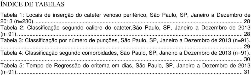 ... 28 Tabela 3: Classificação por número de punções, São Paulo, SP, Janeiro a Dezembro de 2013 (n=91).