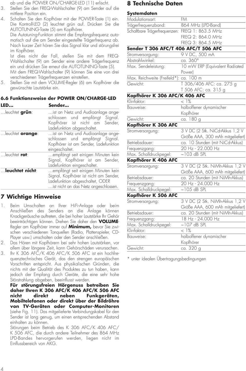 Die Autotuning-Funktion stimmt die Empfangsfrequenz automatisch auf die am Sender eingestellte Trägerfrequenz ab. Nach kurzer Zeit hören Sie das Signal klar und störungsfrei im Kopfhörer.