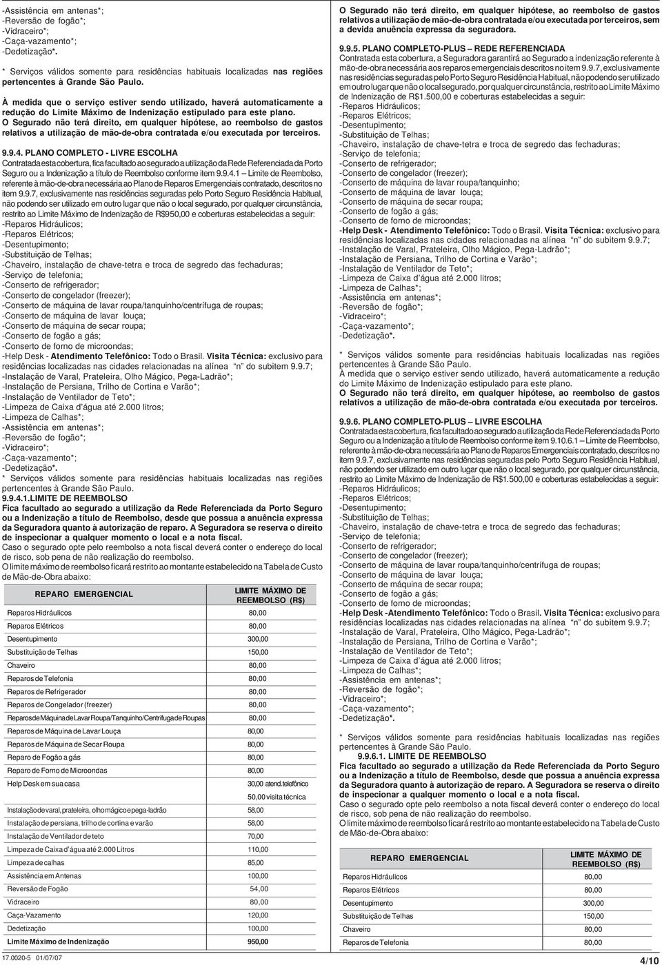 estipulado para este plano. relativos a utilização de mão-de-obra contratada e/ou executada por terceiros. 9.9.4.