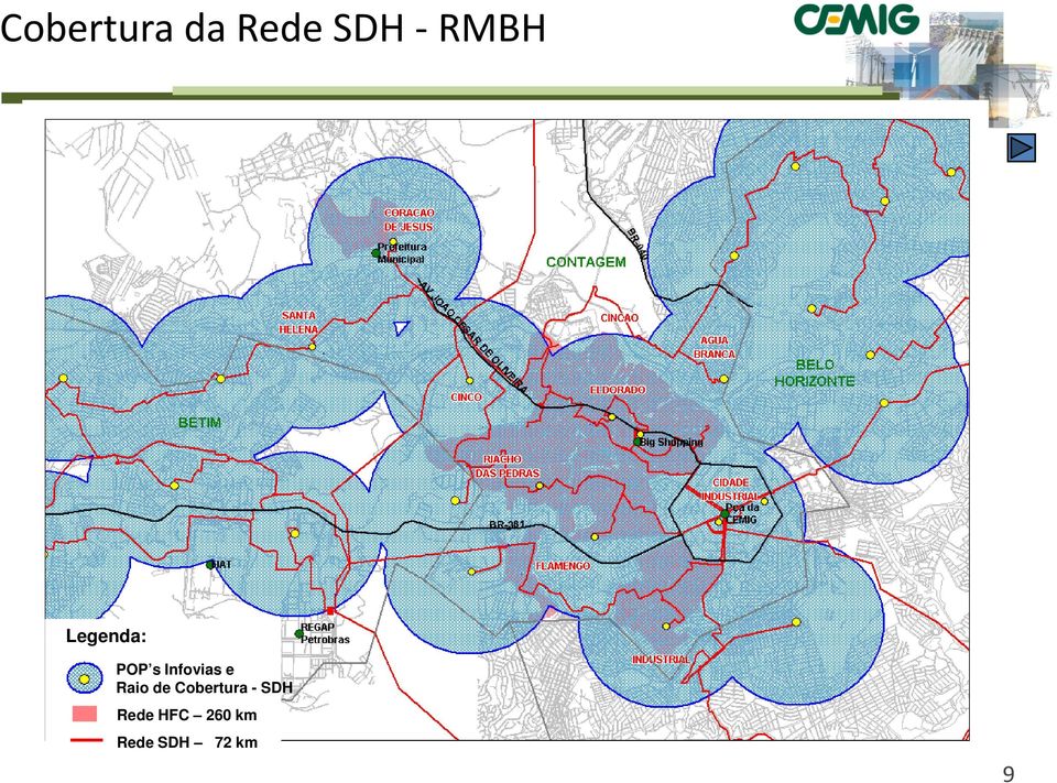 Raio de Cobertura - SDH