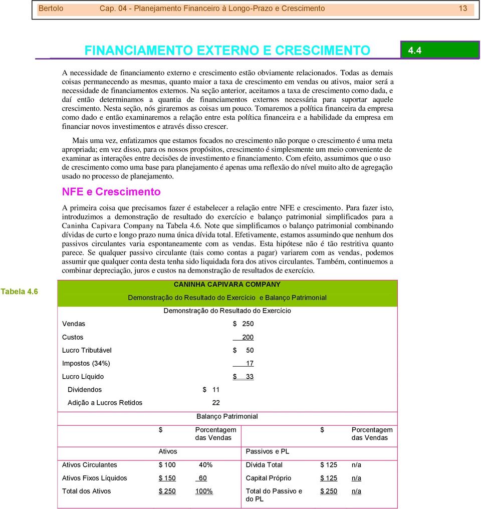 Todas as demais coisas permanecendo as mesmas, quanto maior a taxa de crescimento em vendas ou ativos, maior será a necessidade de financiamentos externos.