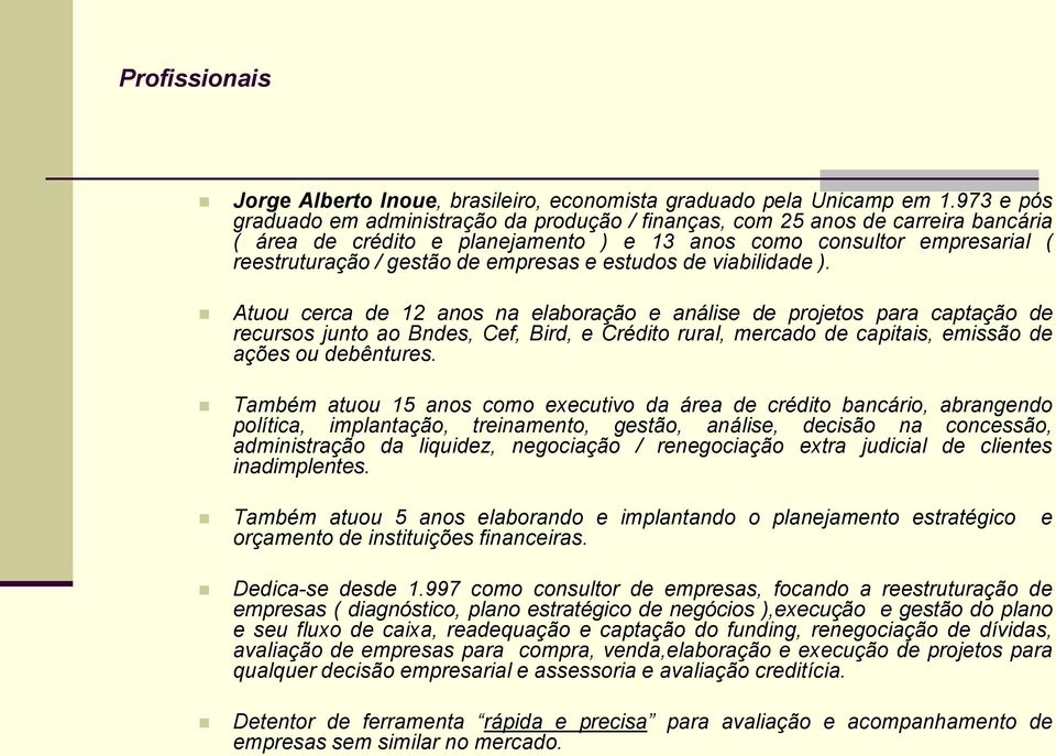 empresas e estudos de viabilidade ).