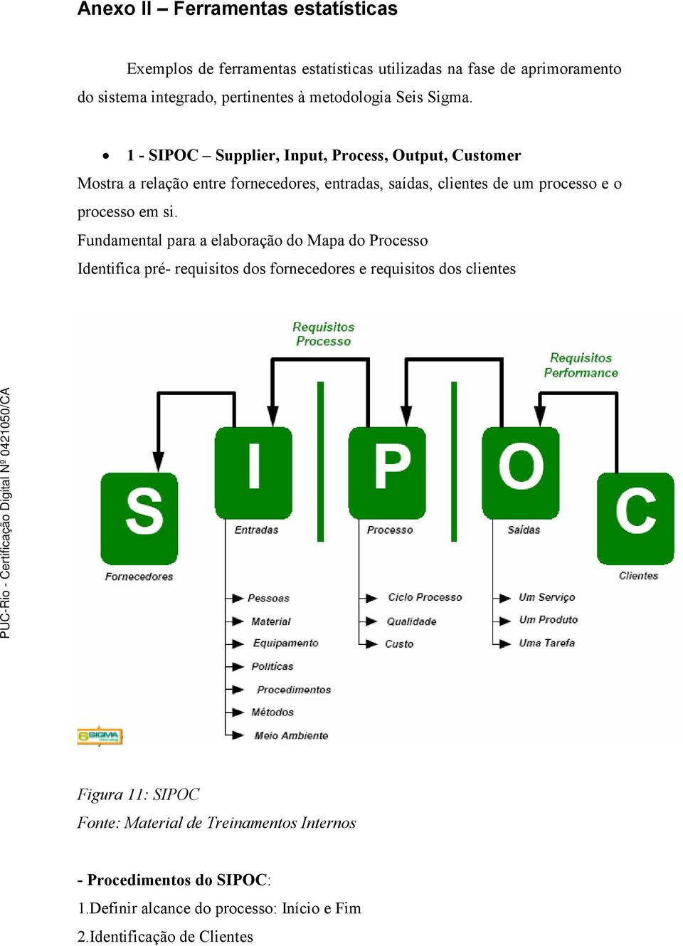 1 - SIPOC Supplier, Input, Process, Output, Customer Mostra a relação entre fornecedores, entradas, saídas, clientes de um processo e o processo em