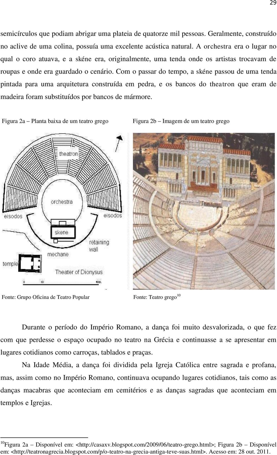 Com o passar do tempo, a skéne passou de uma tenda pintada para uma arquitetura construída em pedra, e os bancos do theatron que eram de madeira foram substituídos por bancos de mármore.