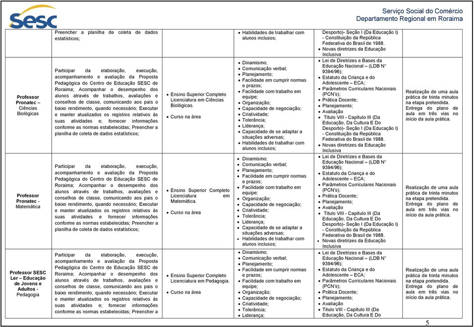 Pedagogia Preencher a planilha de coleta de dados estatísticos;