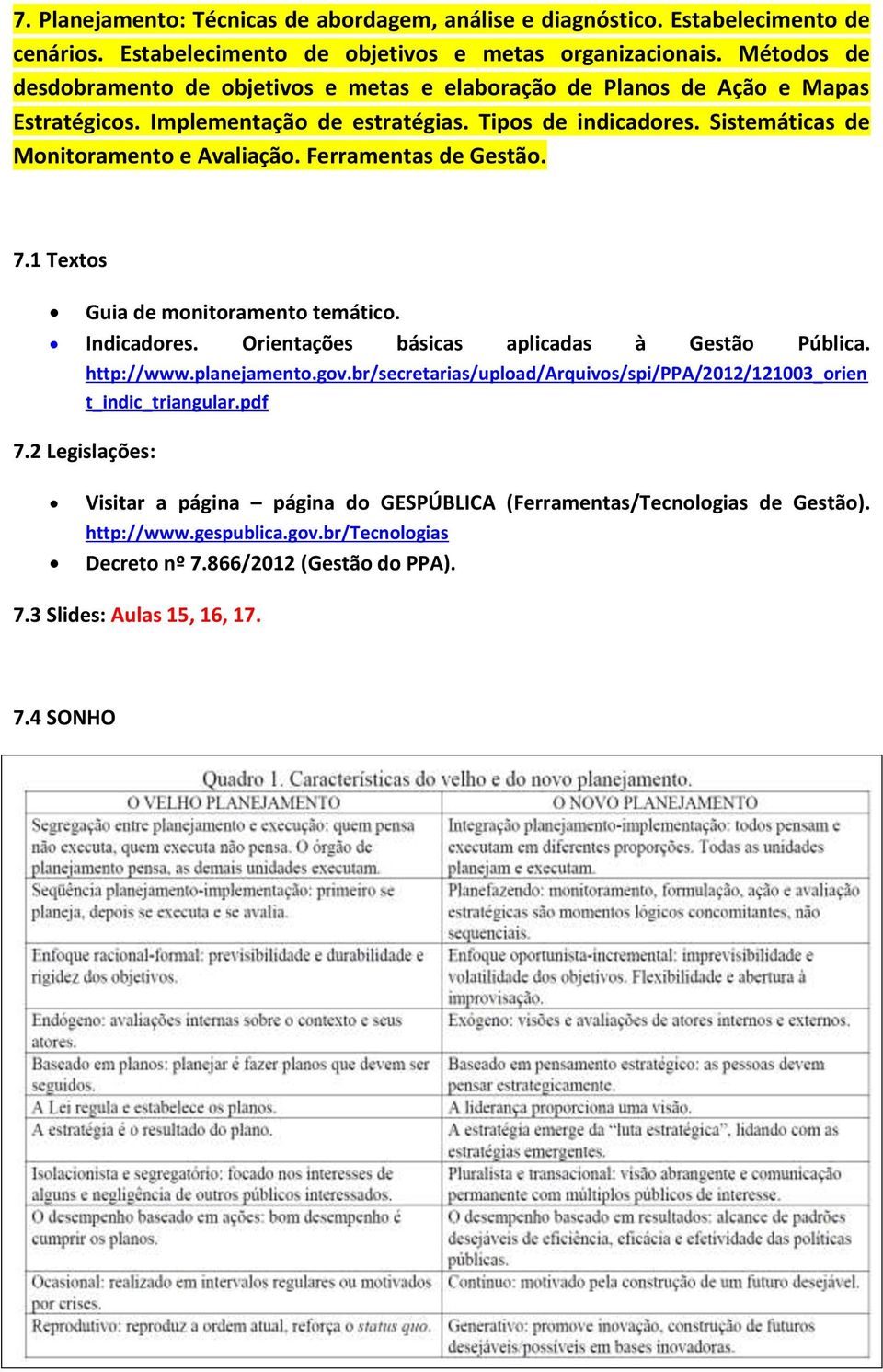 Ferramentas de Gestão. 7.1 Textos Guia de monitoramento temático. Indicadores. Orientações básicas aplicadas à Gestão Pública. http://www.planejamento.gov.