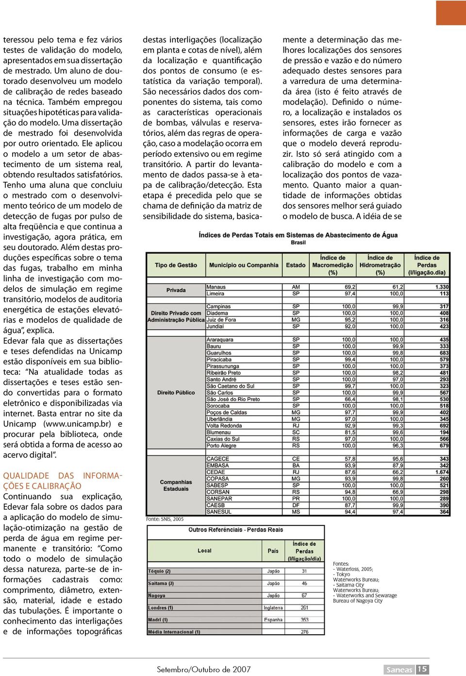 Ele aplicou o modelo a um setor de abastecimento de um sistema real, obtendo resultados satisfatórios.