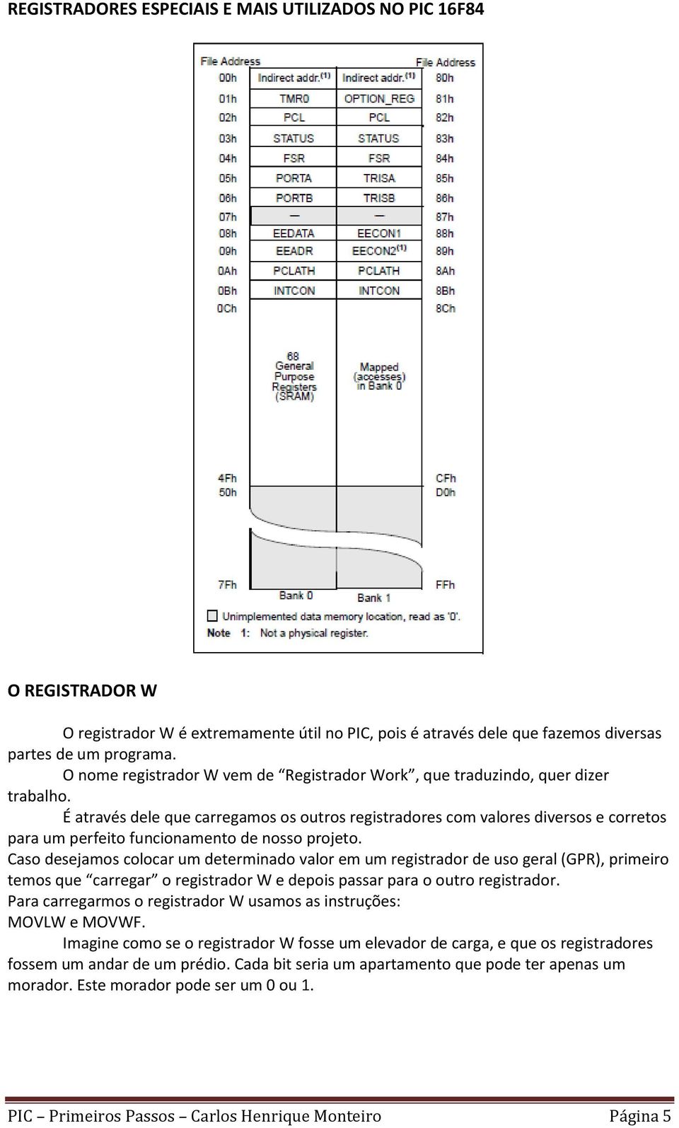 É através dele que carregamos os outros registradores com valores diversos e corretos para um perfeito funcionamento de nosso projeto.