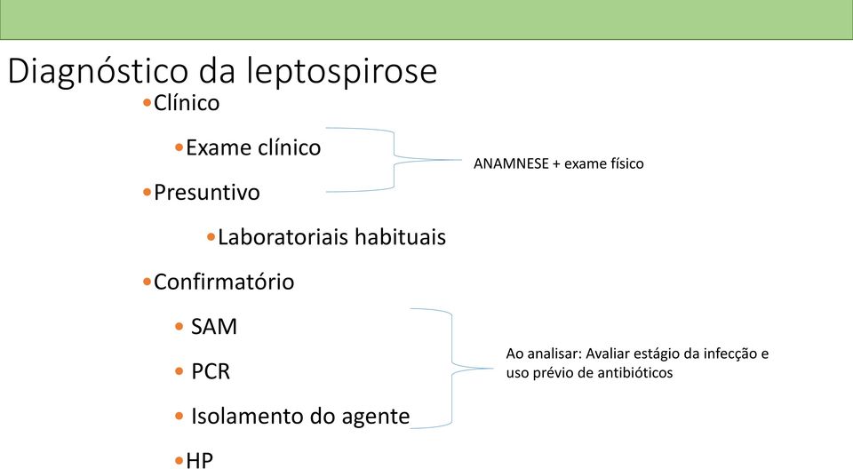 PCR Isolamento do agente HP ANAMNESE + exame físico Ao