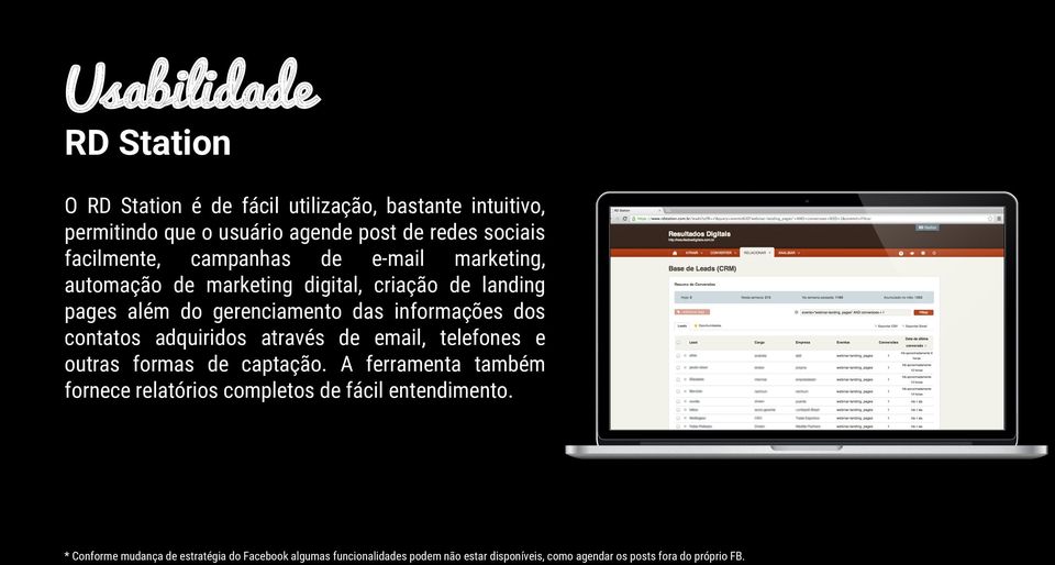 dos contatos adquiridos através de email, telefones e outras formas de captação.