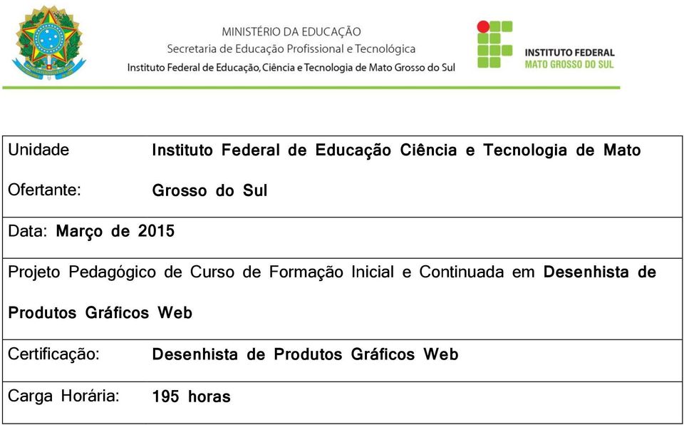 de Formação Inicial e Continuada em Desenhista de Produtos Gráficos Web