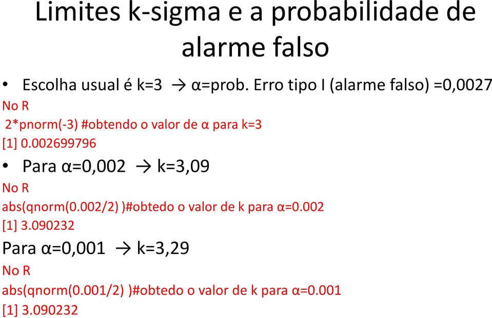 002699796 Para α=0,002 k=3,09 No R abs(qnorm(0.002/2) )#obtedo o valor de k para α=0.