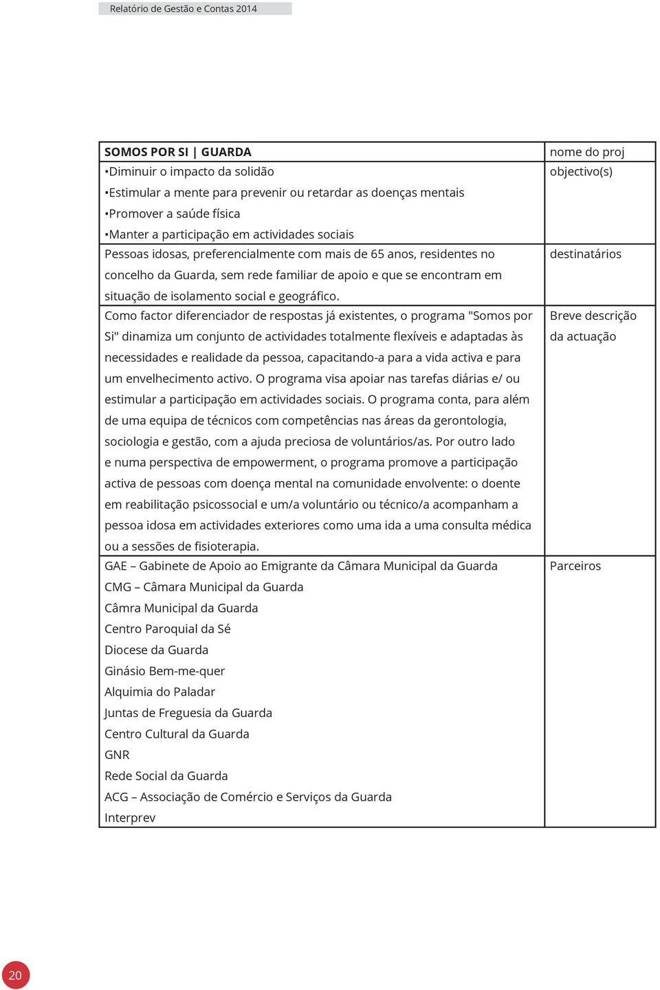 Como factor diferenciador de respostas já existentes, o programa "Somos por Si" dinamiza um conjunto de actividades totalmente flexíveis e adaptadas às necessidades e realidade da pessoa,