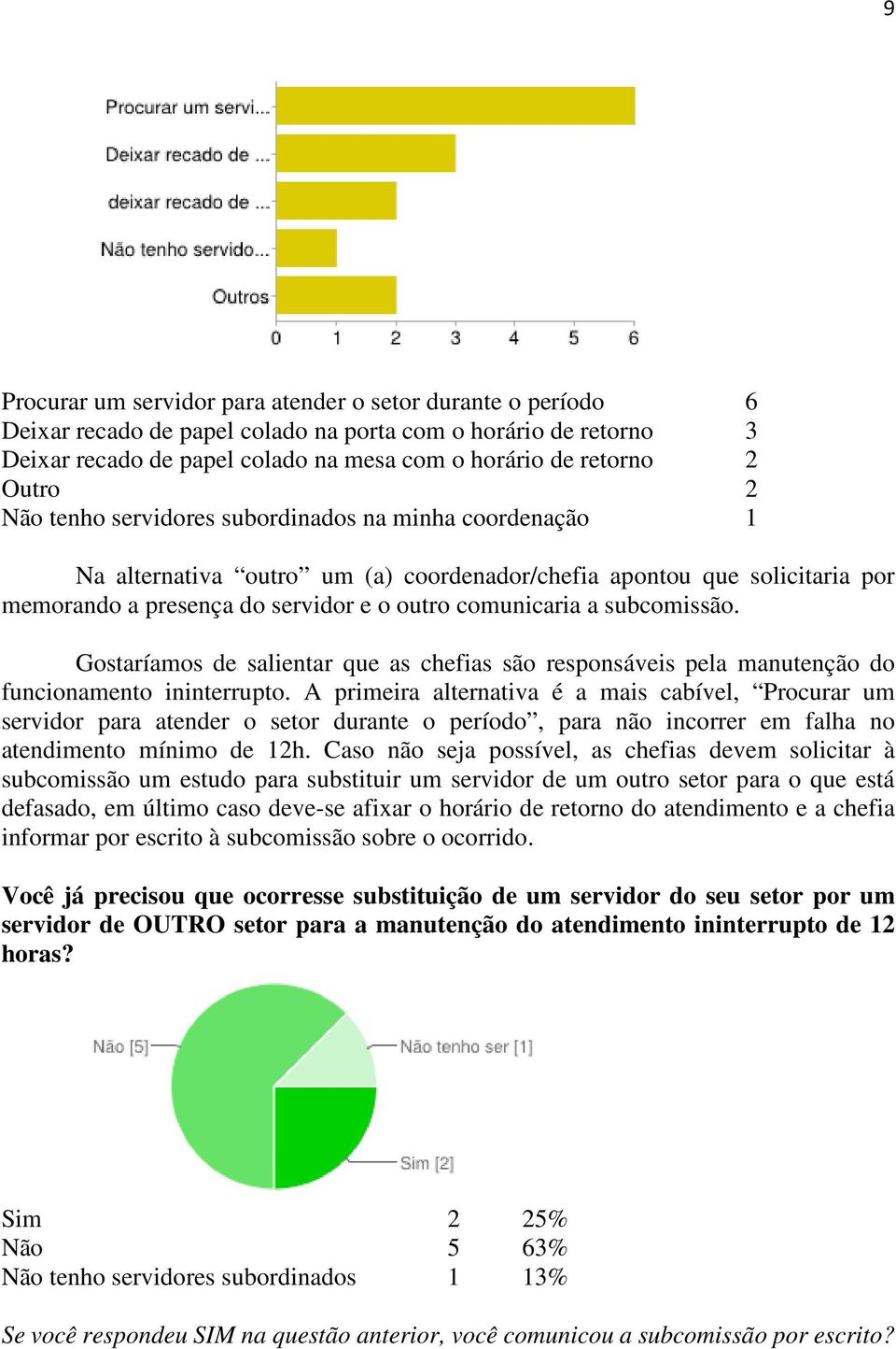 subcomissão. Gostaríamos de salientar que as chefias são responsáveis pela manutenção do funcionamento ininterrupto.