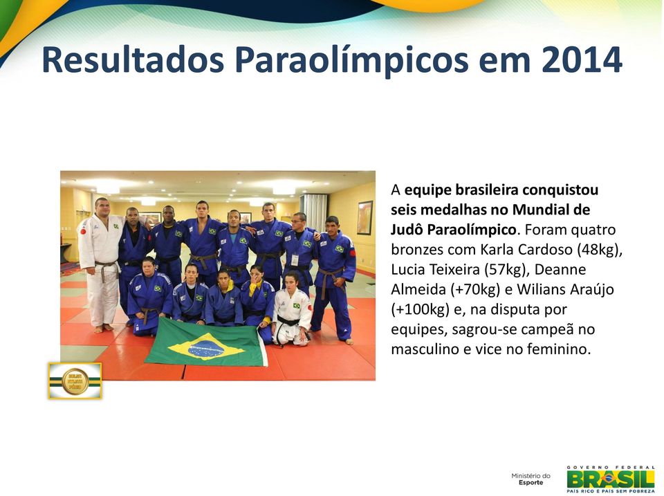 Foram quatro bronzes com Karla Cardoso (48kg), Lucia Teixeira (57kg), Deanne