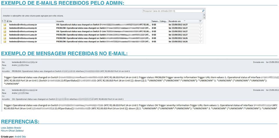 E-MAIL: REFERENCIAS: Lista Zabbix