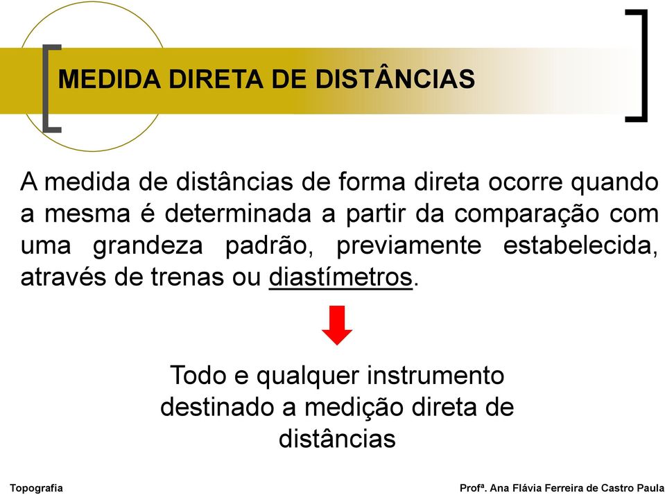 grandeza padrão, previamente estabelecida, através de trenas ou