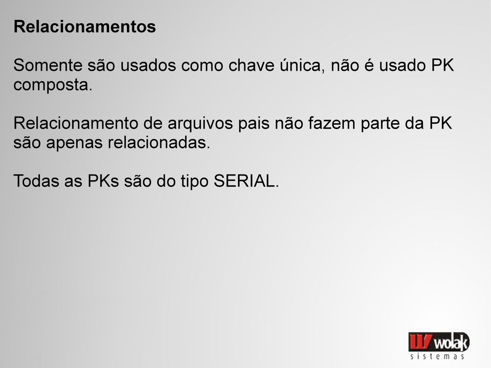 Relacionamento de arquivos pais não fazem parte