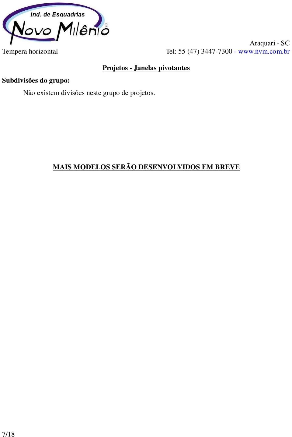 divisões neste grupo de projetos.