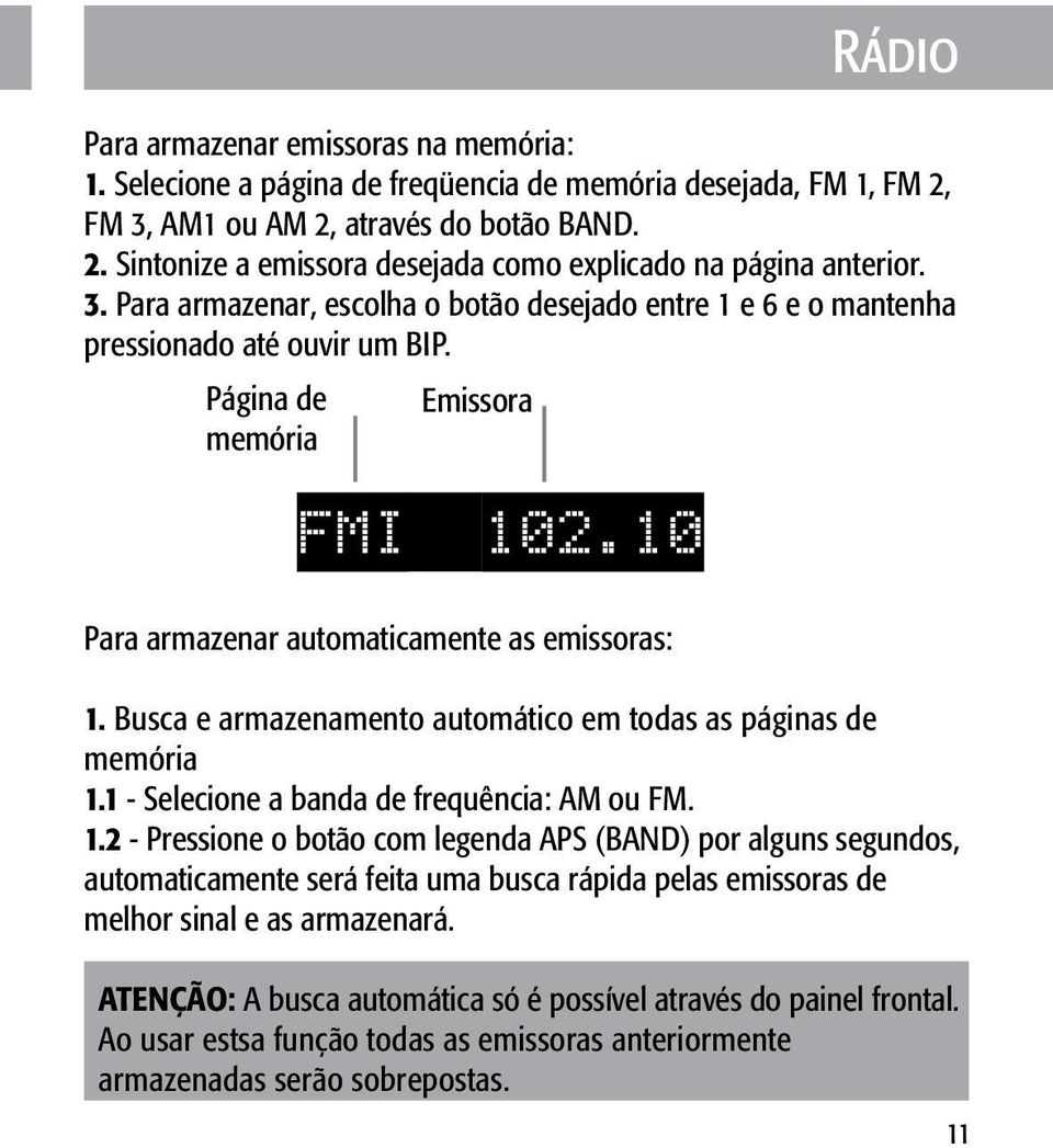 Busca e armazenamento automático em todas as páginas de memória 1.