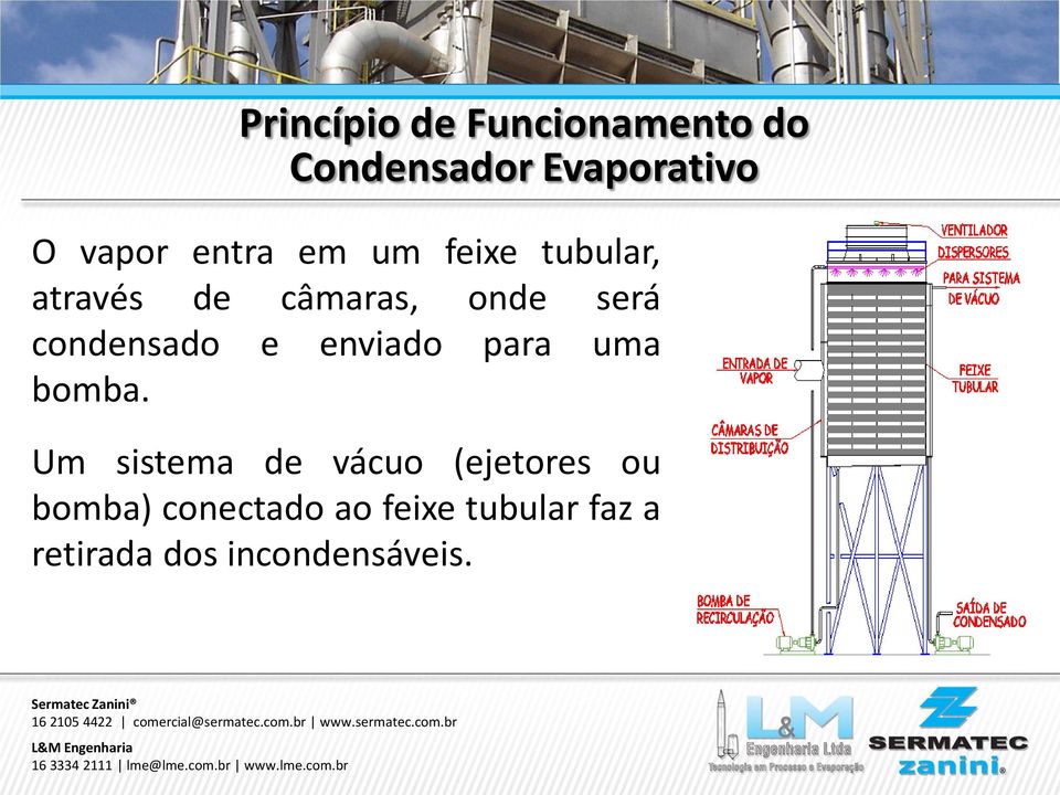 condensado e enviado para uma bomba.