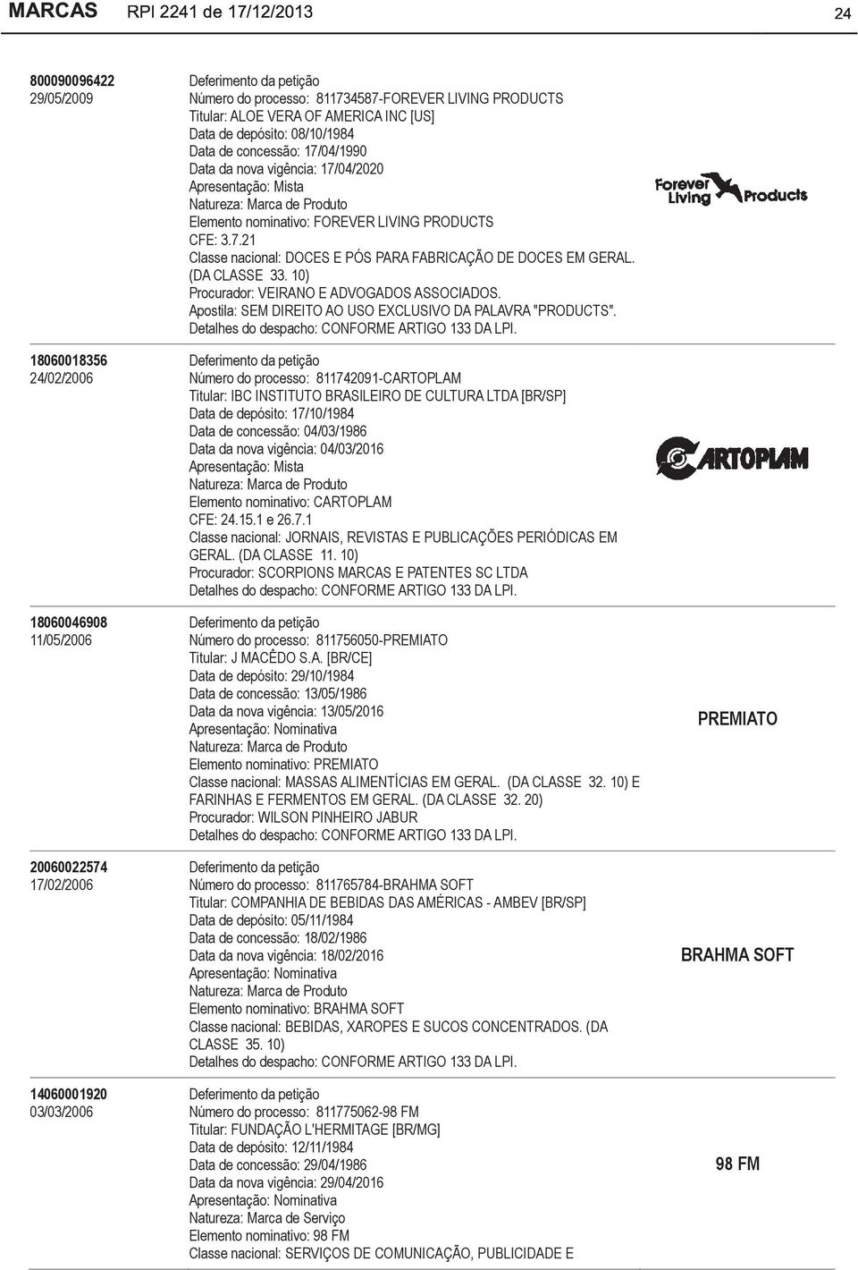 10) Procurador: VEIRANO E ADVOGADOS ASSOCIADOS. Apostila: SEM DIREITO AO USO EXCLUSIVO DA PALAVRA "PRODUCTS".