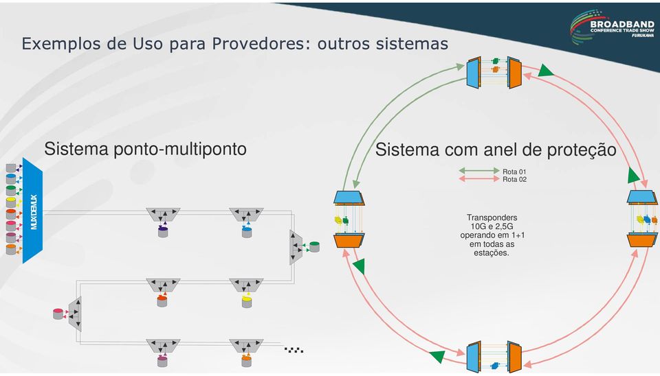 proteção Rota 01 Rota 02 MUX/DEMUX 1G 10G Transponders