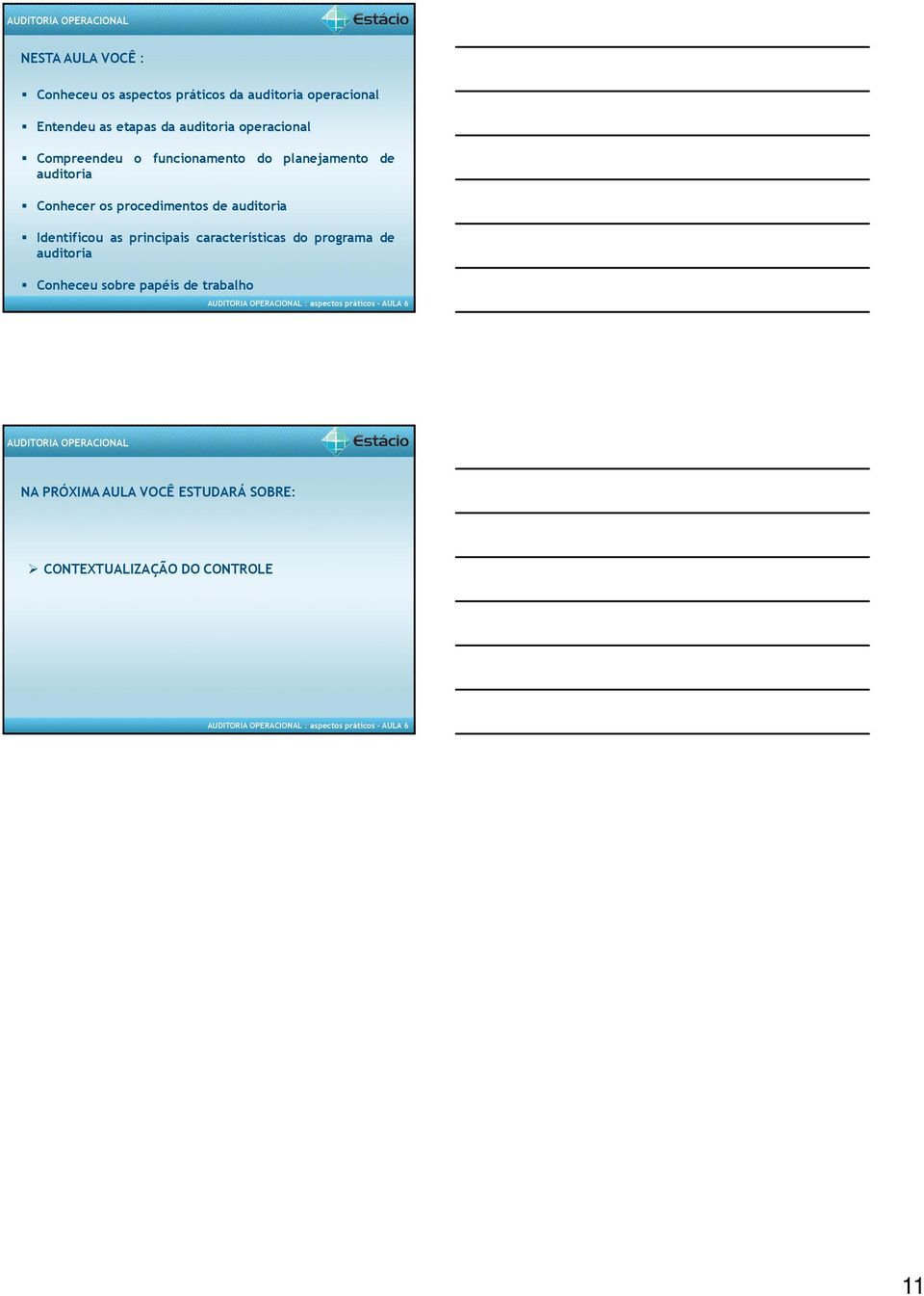 procedimentos de auditoria Identificou as principais características do programa de auditoria