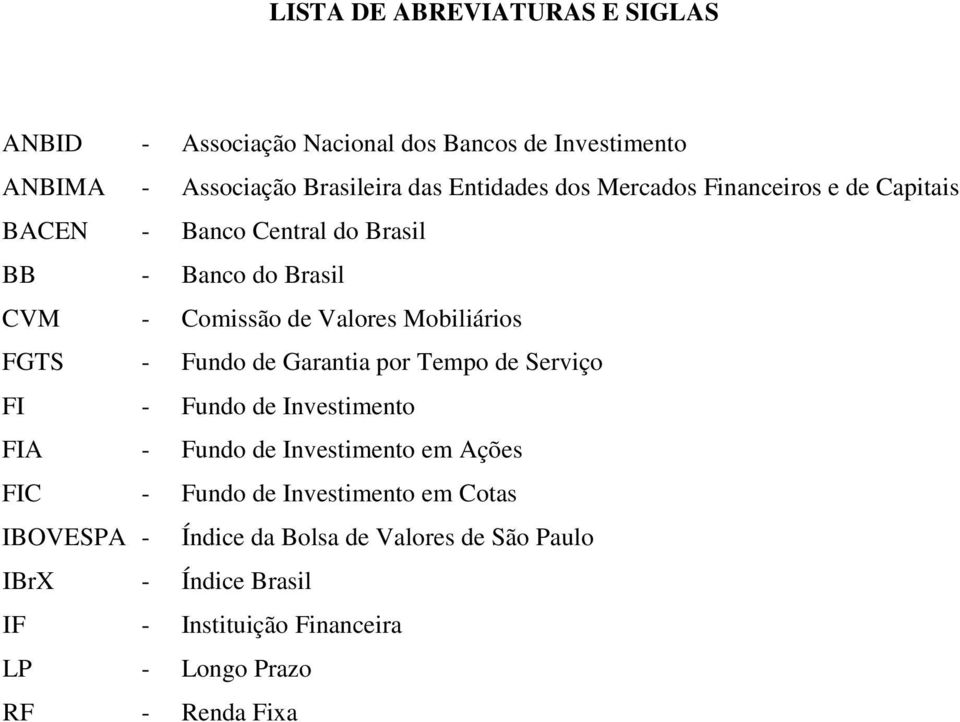 - Fundo de Garantia por Tempo de Serviço FI - Fundo de Investimento FIA - Fundo de Investimento em Ações FIC - Fundo de Investimento em