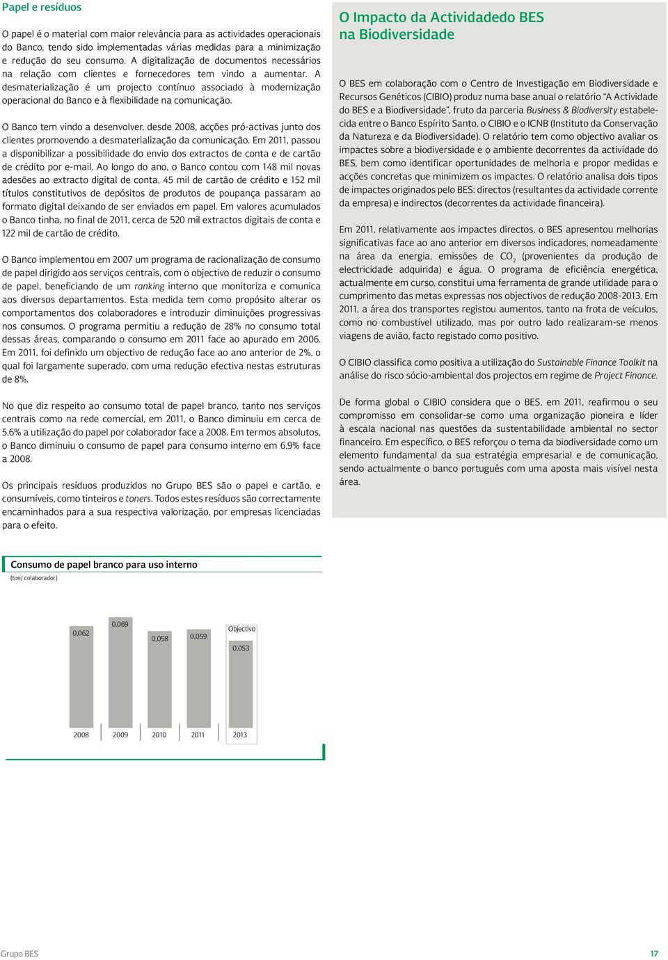 A desmaterialização é um projecto contínuo associado à modernização operacional do Banco e à flexibilidade na comunicação.