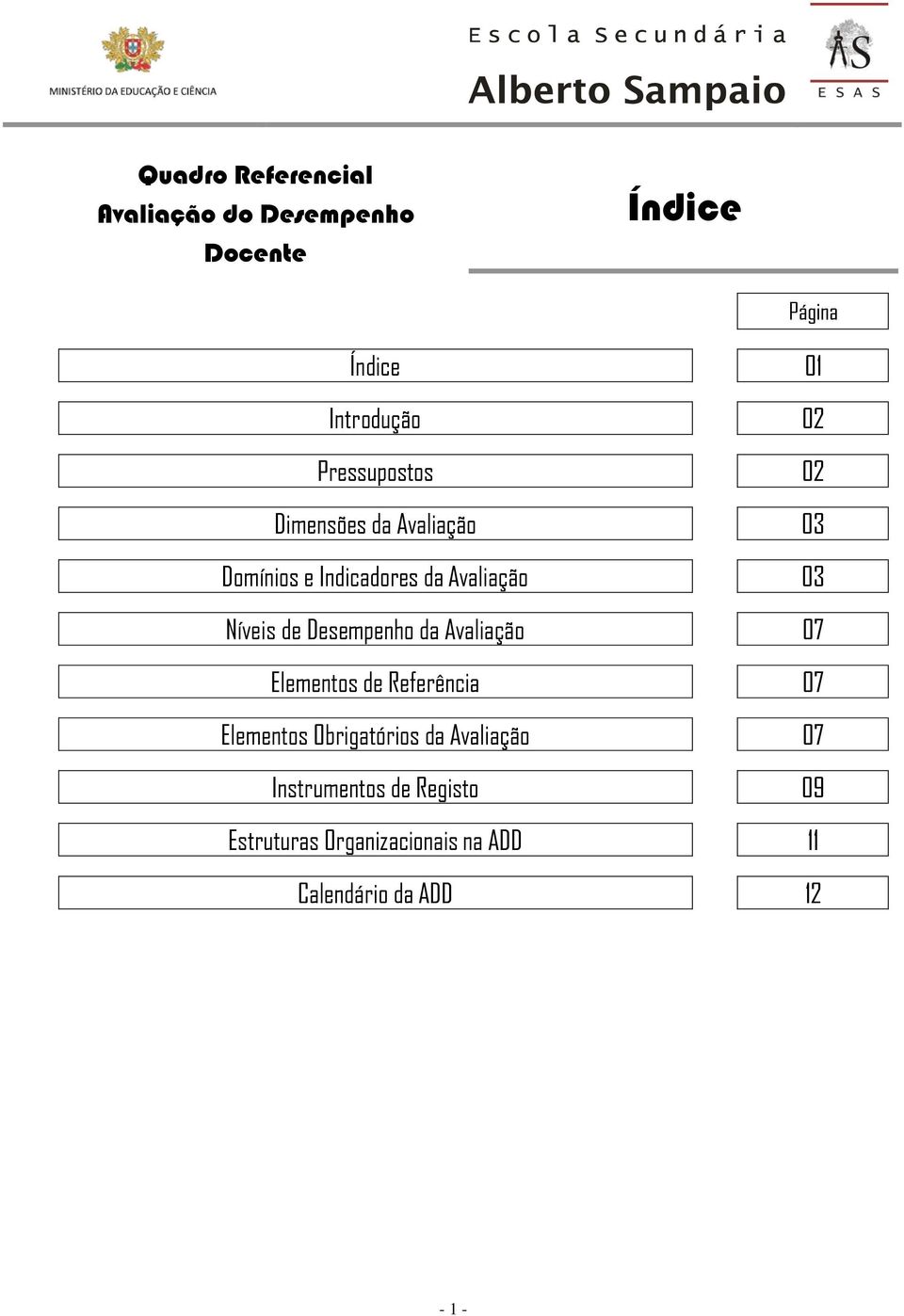 Desempenho da Avaliação 07 Elementos de Referência 07 Elementos Obrigatórios da Avaliação