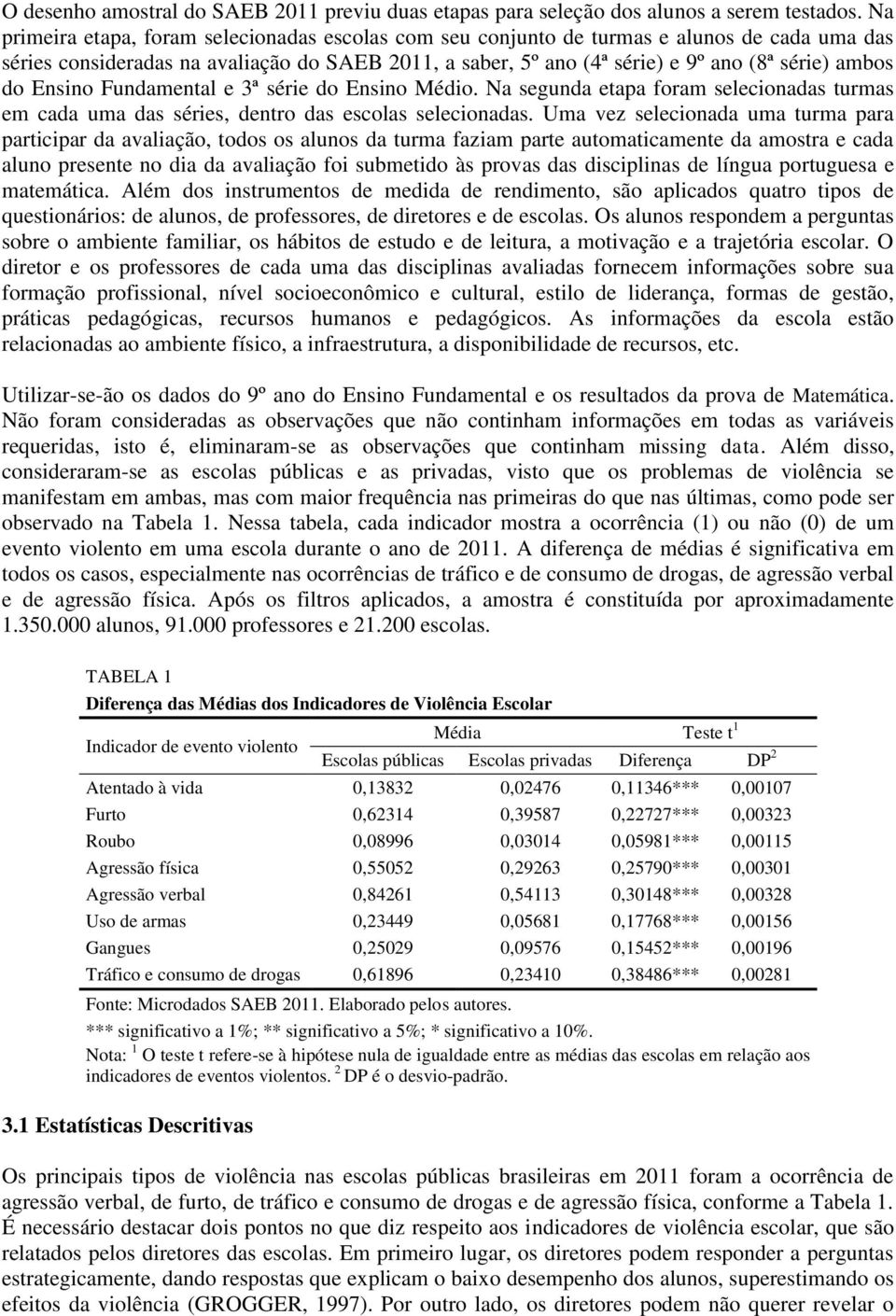 do Ensino Fundamental e 3ª série do Ensino Médio. Na segunda etapa foram selecionadas turmas em cada uma das séries, dentro das escolas selecionadas.