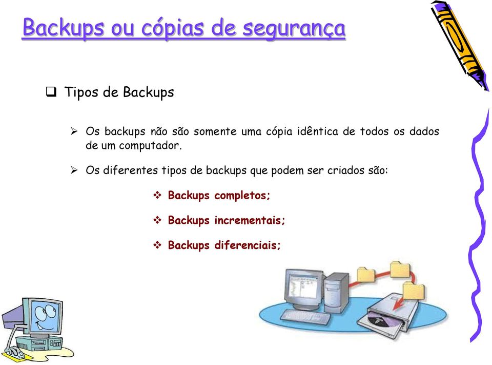 Os diferentes tipos de backups que podem ser criados