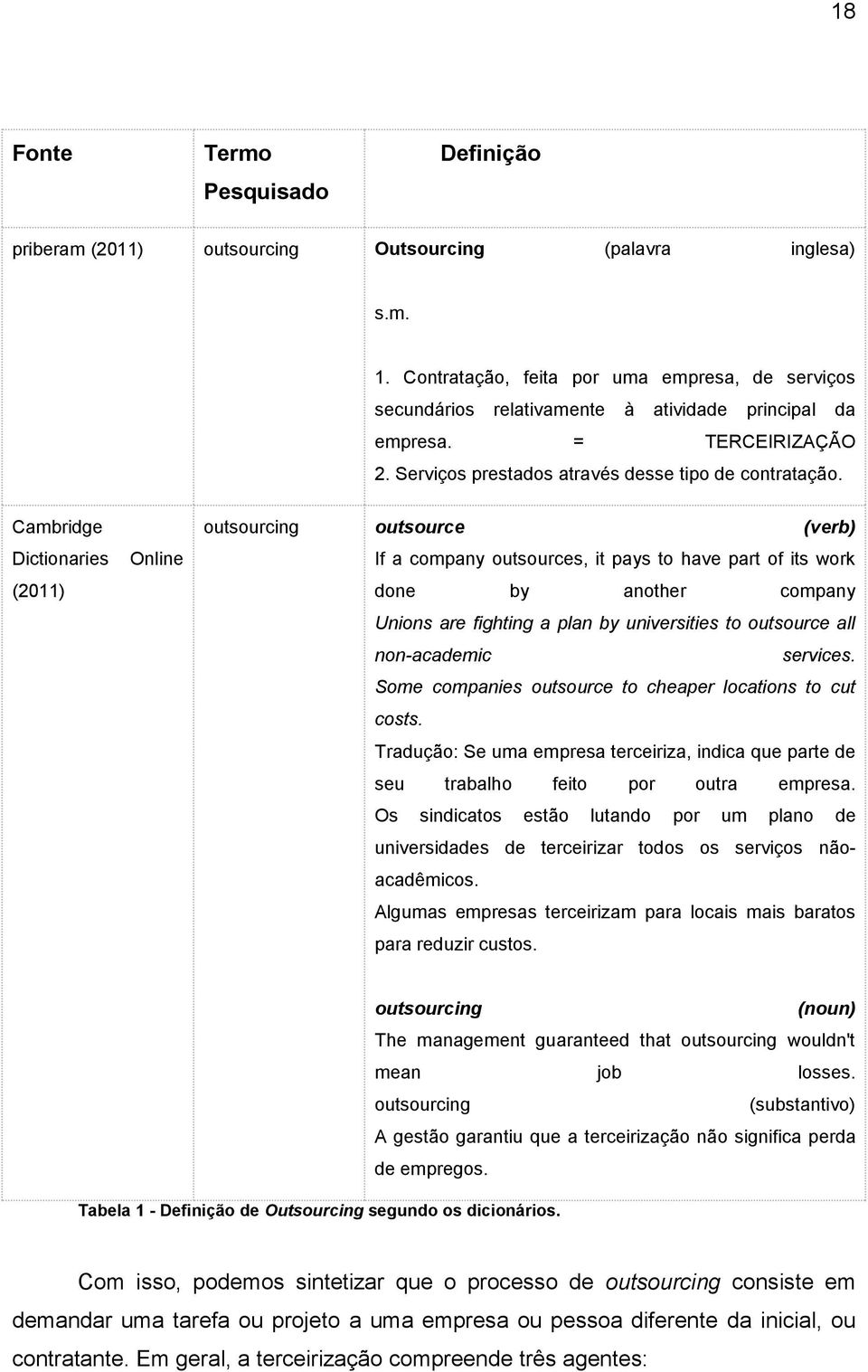 Cambridge Dictionaries (2011) Online outsourcing outsource (verb) If a company outsources, it pays to have part of its work done by another company Unions are fighting a plan by universities to