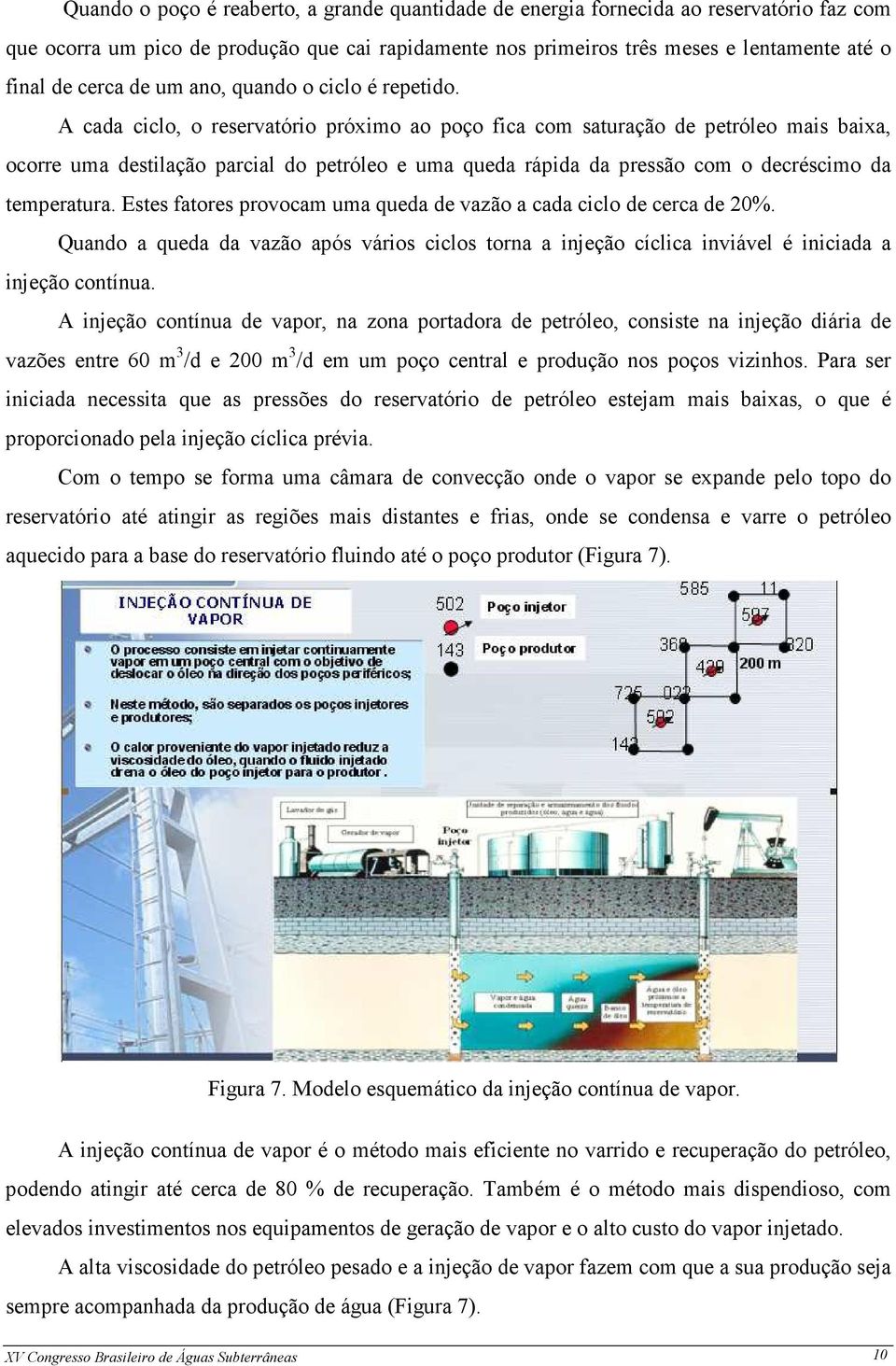 A cada ciclo, o reservatório próximo ao poço fica com saturação de petróleo mais baixa, ocorre uma destilação parcial do petróleo e uma queda rápida da pressão com o decréscimo da temperatura.