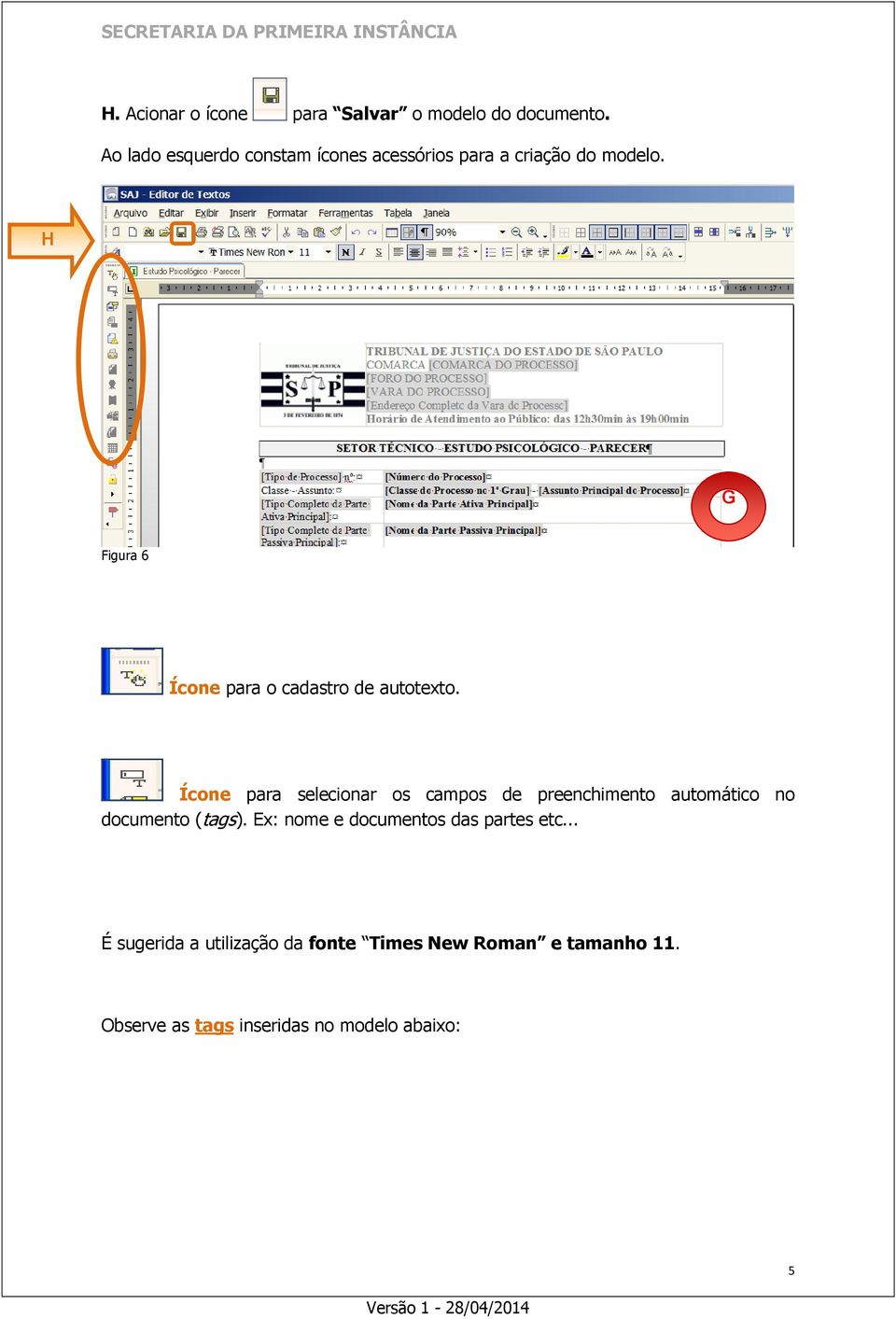 H G Figura 6 Ícone para o cadastro de autotexto.